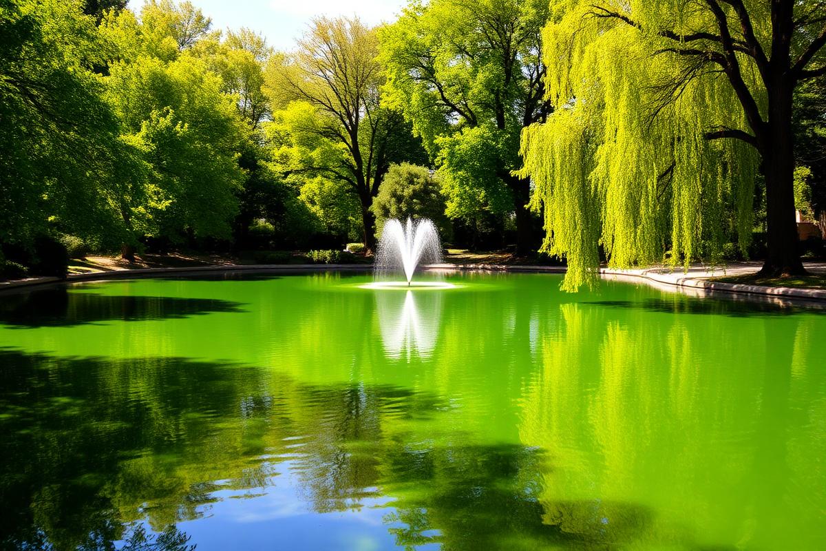 Green pond in Madrid park